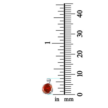 Round Simulated Garnet CZ Charm Pendant 925 Sterling Silver (8mm)